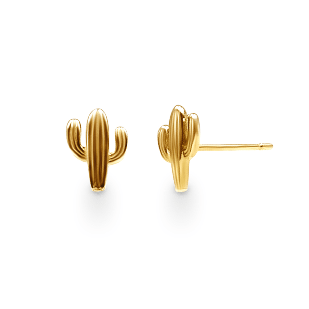 Mini Cactus Stud Earrings in 9kt Yellow Gold