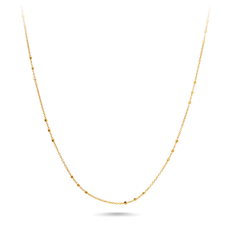 9ct Yellow Gold Tri Bead Station Chain Necklace 45cm Bevilles Jewellers 