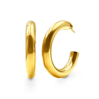 9ct Yellow Gold Silver Infused Large Open Tube Hoop Earrings Earrings Bevilles Jewellers 