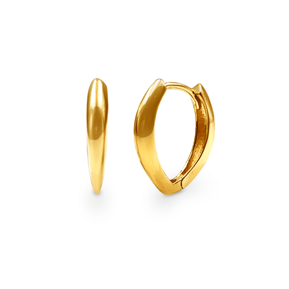 9kt Yellow Gold Fine Tube Pointed Oval Hoop Earrings Earrings Bevilles 
