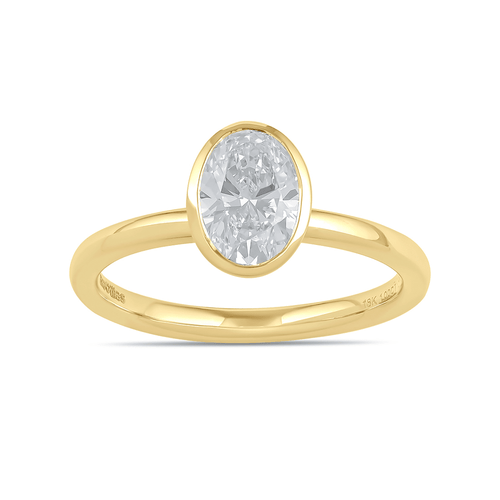 1.00ct Laboratory Grown Diamond Oval Cut Solitaire Ring in 18kt Yellow Gold Rings Bevilles 
