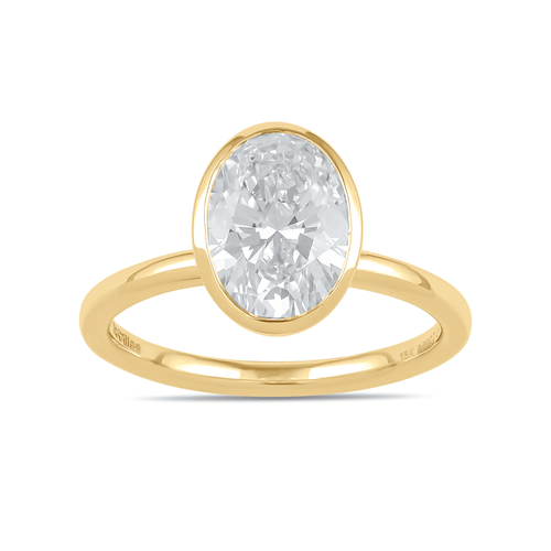 2.00ct Laboratory Grown Diamond Oval Cut Solitaire Ring in 18kt Yellow Gold Rings Bevilles 
