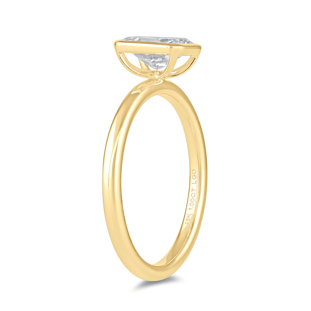 1.00ct Laboratory Grown Diamond Radiant Cut Solitaire Ring in 18ct Yellow Gold Bevilles Jewellers 