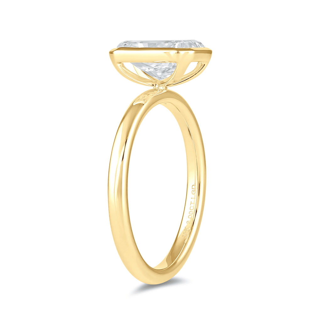 2.00ct Laboratory Grown Diamond Radiant Cut Solitaire Ring in 18ct Yellow Gold Bevilles Jewellers 