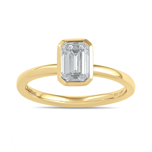 1.00ct Laboratory Grown Diamond Emerald Cut Solitaire Ring in 18kt Yellow Gold Rings Bevilles 