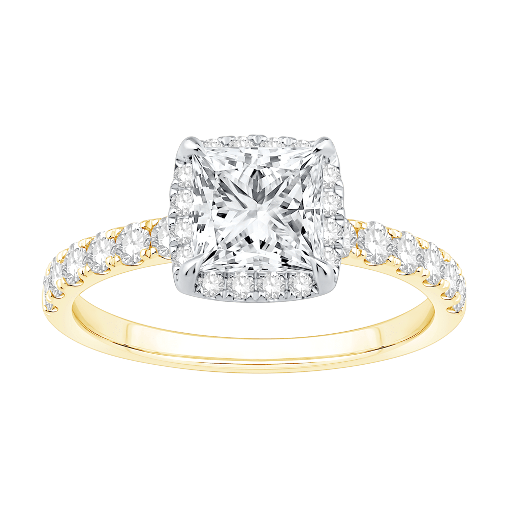 Princess Cut Solitaire Ring with 2.00ct of Laboratory Grown Diamonds in 18ct Yellow and White Gold Bevilles Jewellers 