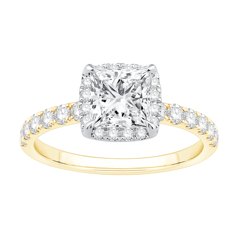 Princess Cut Solitaire Ring with 2.00ct of Laboratory Grown Diamonds in 18ct Yellow and White Gold Bevilles Jewellers 