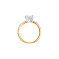 Princess Cut Hidden Halo Shoulder Ring with 2.00tw of Laboratory-Grown Diamonds in 18kt Yellow and White Gold Rings Bevilles 
