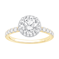 Hidden Halo Solitaire Ring with 2.00ct of Laboratory Grown Diamonds in 18ct Yellow and White Gold Bevilles Jewellers 