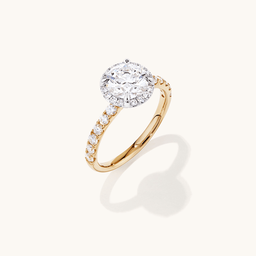 Hidden Halo Solitaire Ring with 2.00tw of Laboratory-Grown Diamonds in 18kt Yellow and White Gold Rings Bevilles 