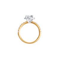 Hidden Halo Solitaire Ring with 2.00tw of Laboratory-Grown Diamonds in 18kt Yellow and White Gold Rings Bevilles 