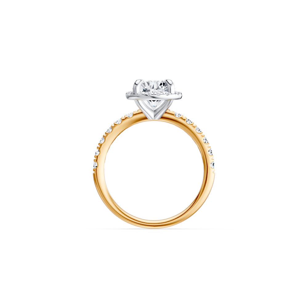 Hidden Halo Solitaire Ring with 2.00tw of Laboratory-Grown Diamonds in 18kt Yellow and White Gold Rings Bevilles 