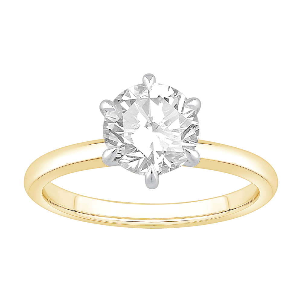 1.50ct Laboratory Grown Diamond Six Claw Solitaire Ring in 18ct Yellow Gold and 18ct White Gold Bevilles Jewellers 