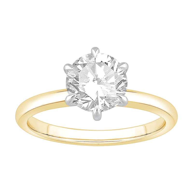 1.50ct Laboratory Grown Diamond Six Claw Solitaire Ring in 18ct Yellow Gold and 18ct White Gold Bevilles Jewellers 