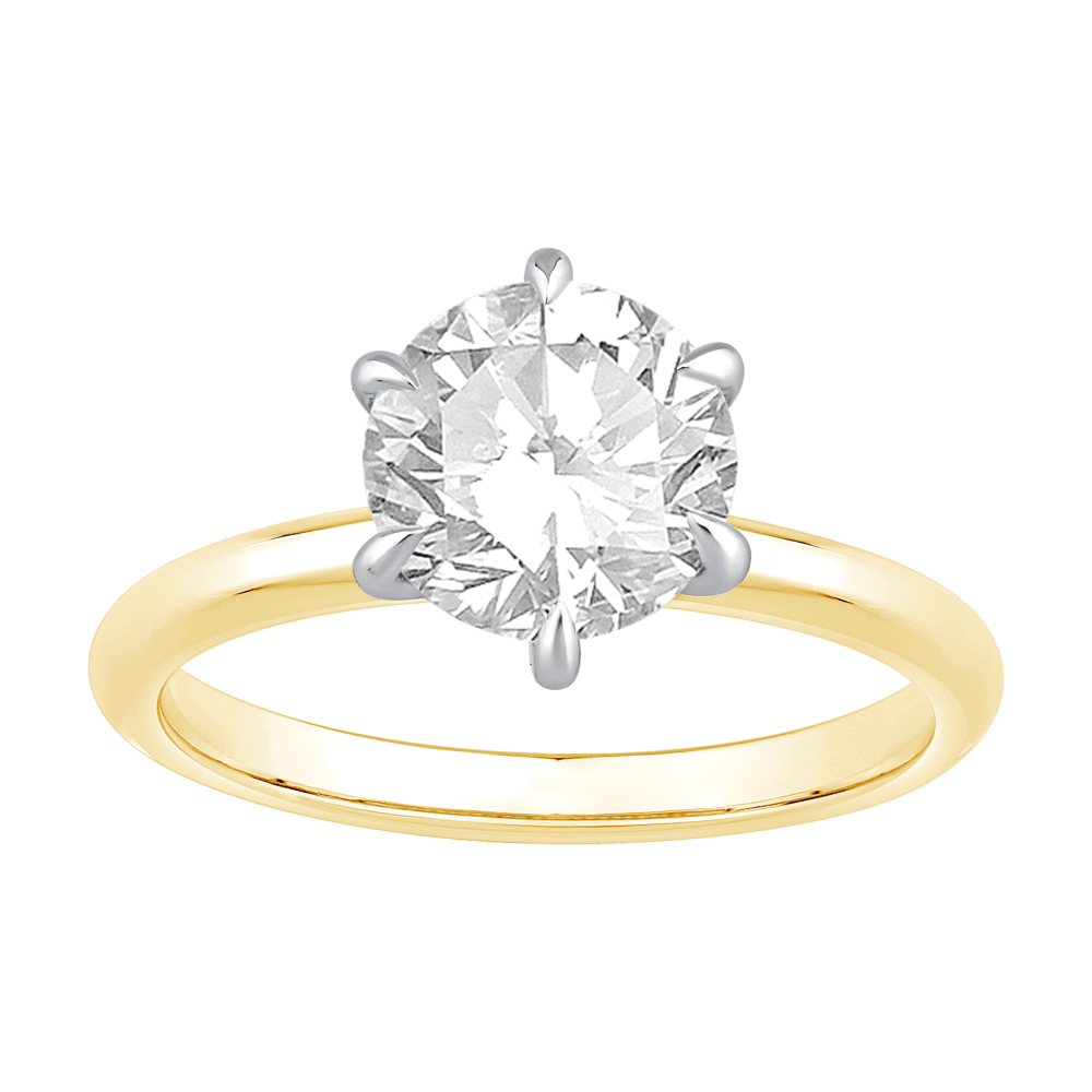 2.00ct Laboratory Grown Diamond Six Claw Solitaire Ring in 18ct Yellow Gold and 18ct White Gold Bevilles Jewellers 