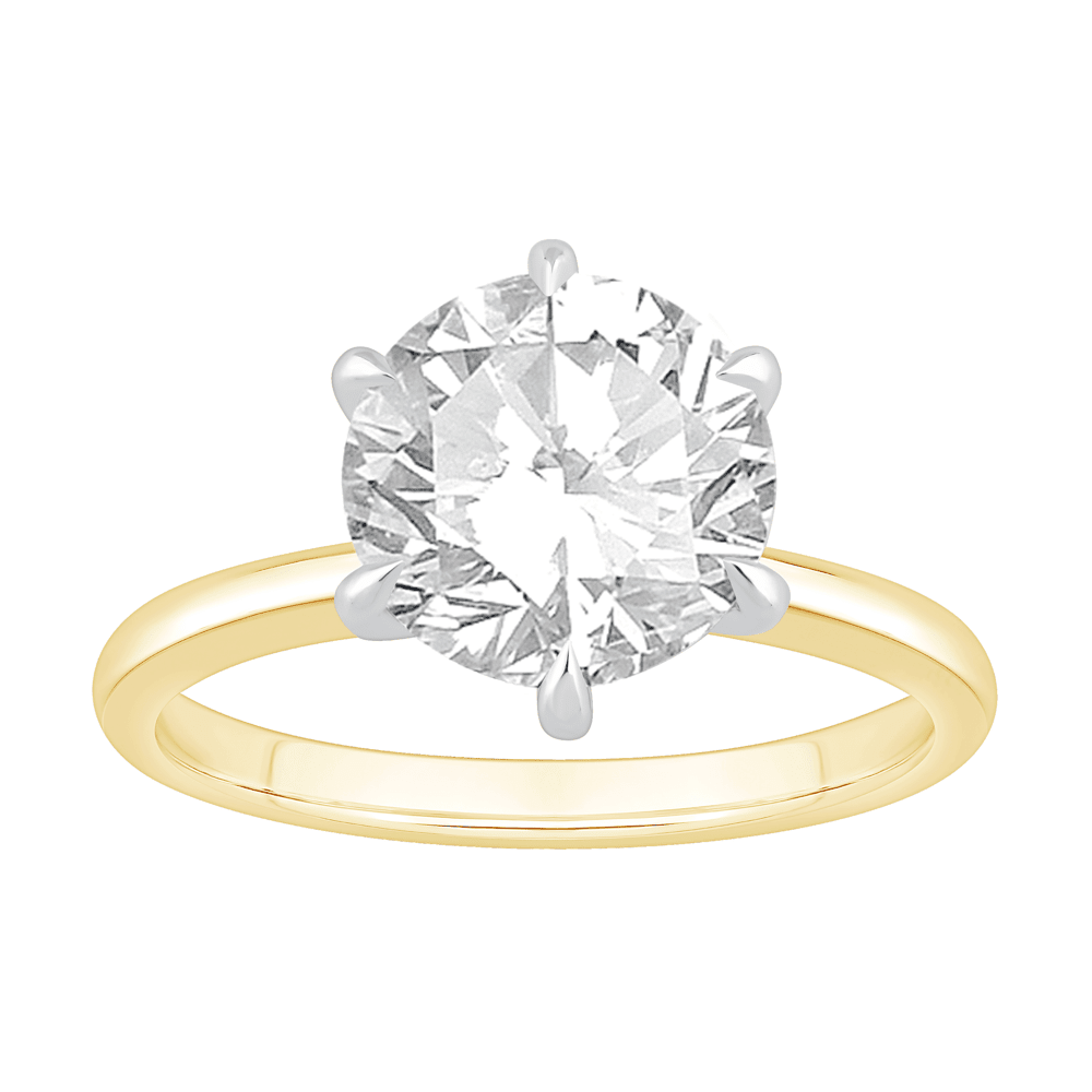 3.00ct Laboratory Grown Diamond Six Claw Solitaire Ring in 18ct Yellow Gold and 18ct White Gold Bevilles Jewellers 