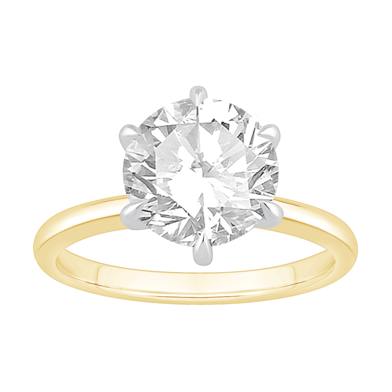 3.00ct Laboratory Grown Diamond Six Claw Solitaire Ring in 18ct Yellow Gold and 18ct White Gold Bevilles Jewellers 