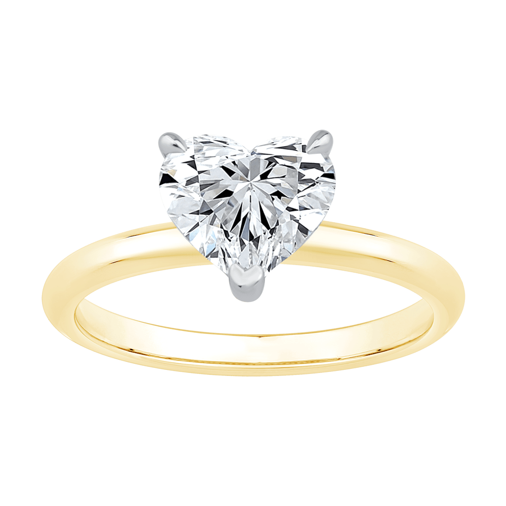 1.50ct Laboratory Grown Diamond Heart Cut Solitaire Ring in 18ct Yellow and White Gold Bevilles Jewellers 