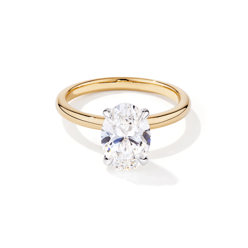 2.00ct Laboratory-Grown Diamond Oval Cut Solitaire Ring in 18kt Yellow and White Gold Rings Bevilles 