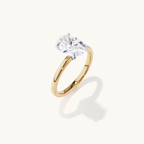 2.00ct Laboratory-Grown Diamond Oval Cut Solitaire Ring in 18kt Yellow and White Gold Rings Bevilles 