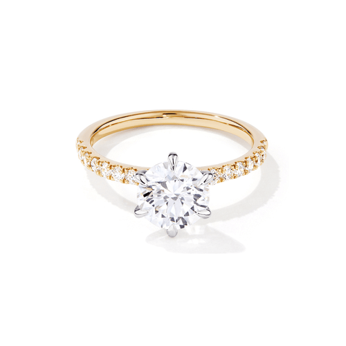 Round Brilliant Solitaire Shoulder Ring with 1.75tw of Laboratory-Grown Diamonds in 18kt Yellow and White Gold Rings Bevilles 