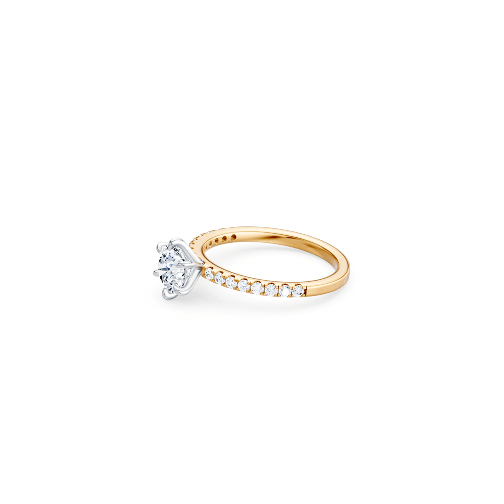 Round Brilliant Solitaire Shoulder Ring with 1.75tw of Laboratory-Grown Diamonds in 18kt Yellow and White Gold Rings Bevilles 