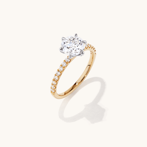 Round Brilliant Solitaire Shoulder Ring with 1.75tw of Laboratory-Grown Diamonds in 18kt Yellow and White Gold Rings Bevilles 
