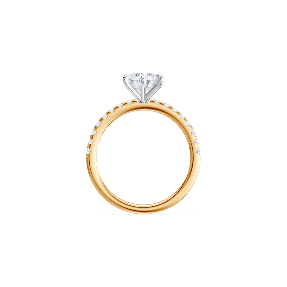 Round Brilliant Solitaire Shoulder Ring with 1.75tw of Laboratory-Grown Diamonds in 18kt Yellow and White Gold Rings Bevilles 