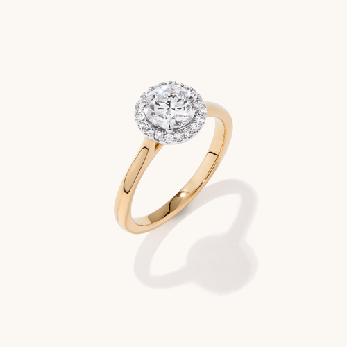 Solitaire Ring with 1.20tw of Laboratory-Grown Diamonds in 18kt Yellow and White Gold Rings Bevilles 