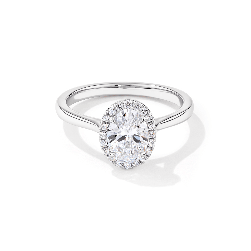 Oval Solitaire Ring with 1.17tw of Laboratory-Grown Diamonds in 18kt White Gold Rings Bevilles 