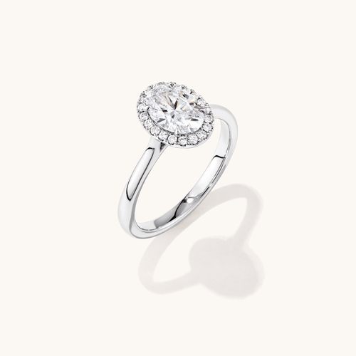 Oval Solitaire Ring with 1.17tw of Laboratory-Grown Diamonds in 18kt White Gold Rings Bevilles 