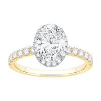 Hidden Halo Oval Solitaire Ring with 2.00ct of Laboratory Grown Diamonds in 18ct Yellow and White Gold Bevilles Jewellers 