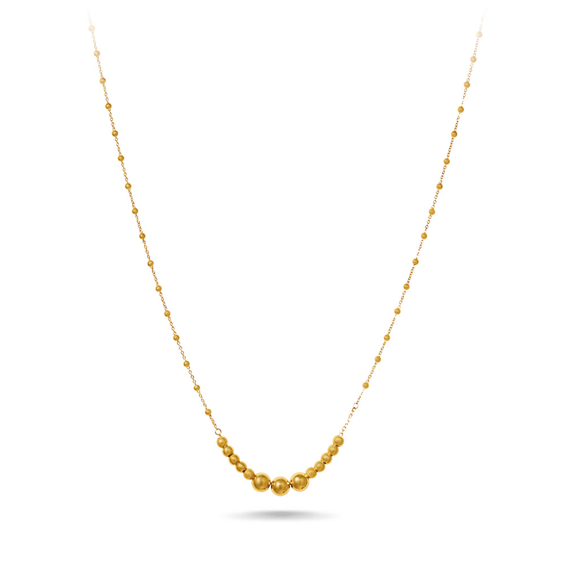 9ct Yellow Gold Gradiated Bead Chain Necklace 42cm Bevilles Jewellers 