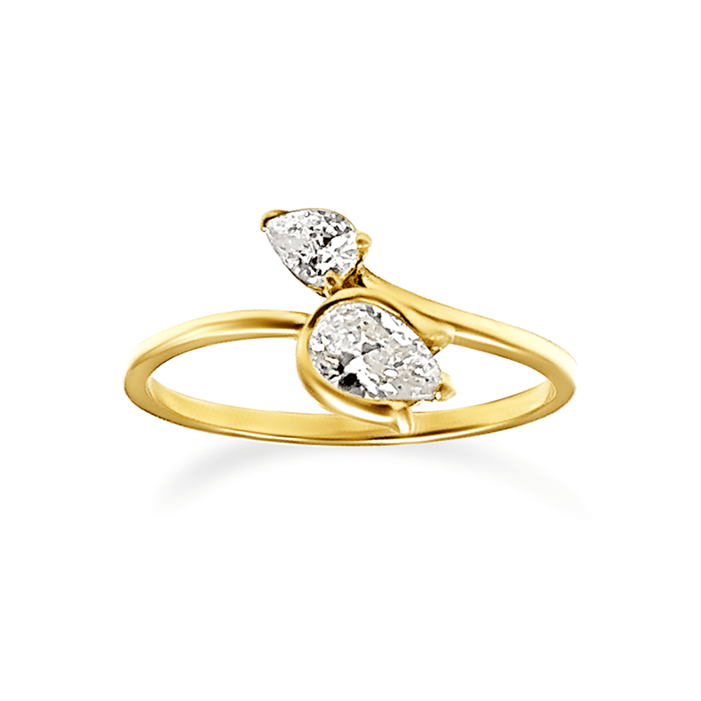 Tulip Wrap Ring with Cubic Zirconia in 9ct Yellow Gold Bevilles Jewellers 
