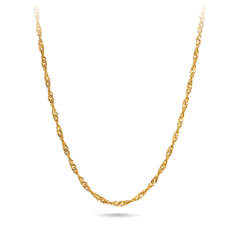 9ct Yellow Gold Singapore Twist Chain Necklace 45cm Bevilles Jewellers 
