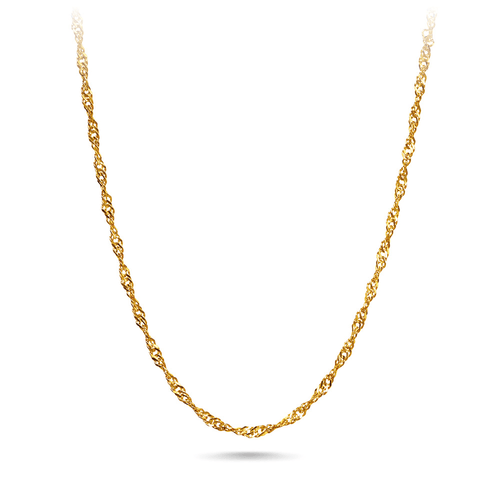 9ct Yellow Gold Singapore Twist Chain Necklace 45cm Bevilles Jewellers 