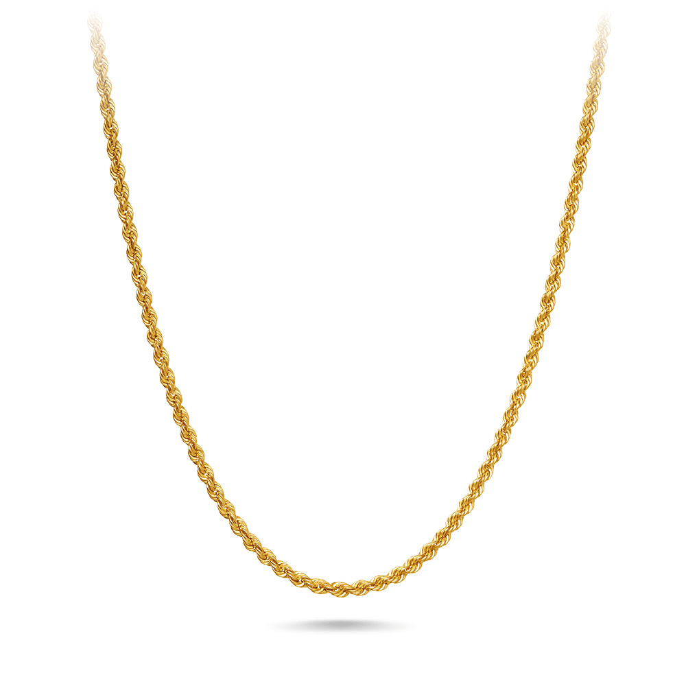 Light Rope Chain Necklace in 9ct Yellow Gold Hollow Bevilles Jewellers 