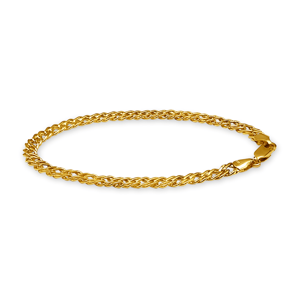 9ct Yellow Gold Silver Infused Double Curb Chain Bracelet Bevilles Jewellers 