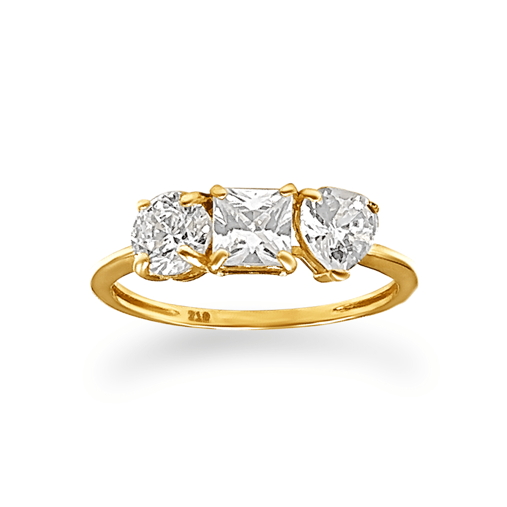 Trio Stone Ring with Cubic Zirconia in 9ct Yellow Gold Bevilles Jewellers 