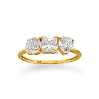Trio Stone Ring with Cubic Zirconia in 9ct Yellow Gold Bevilles Jewellers 