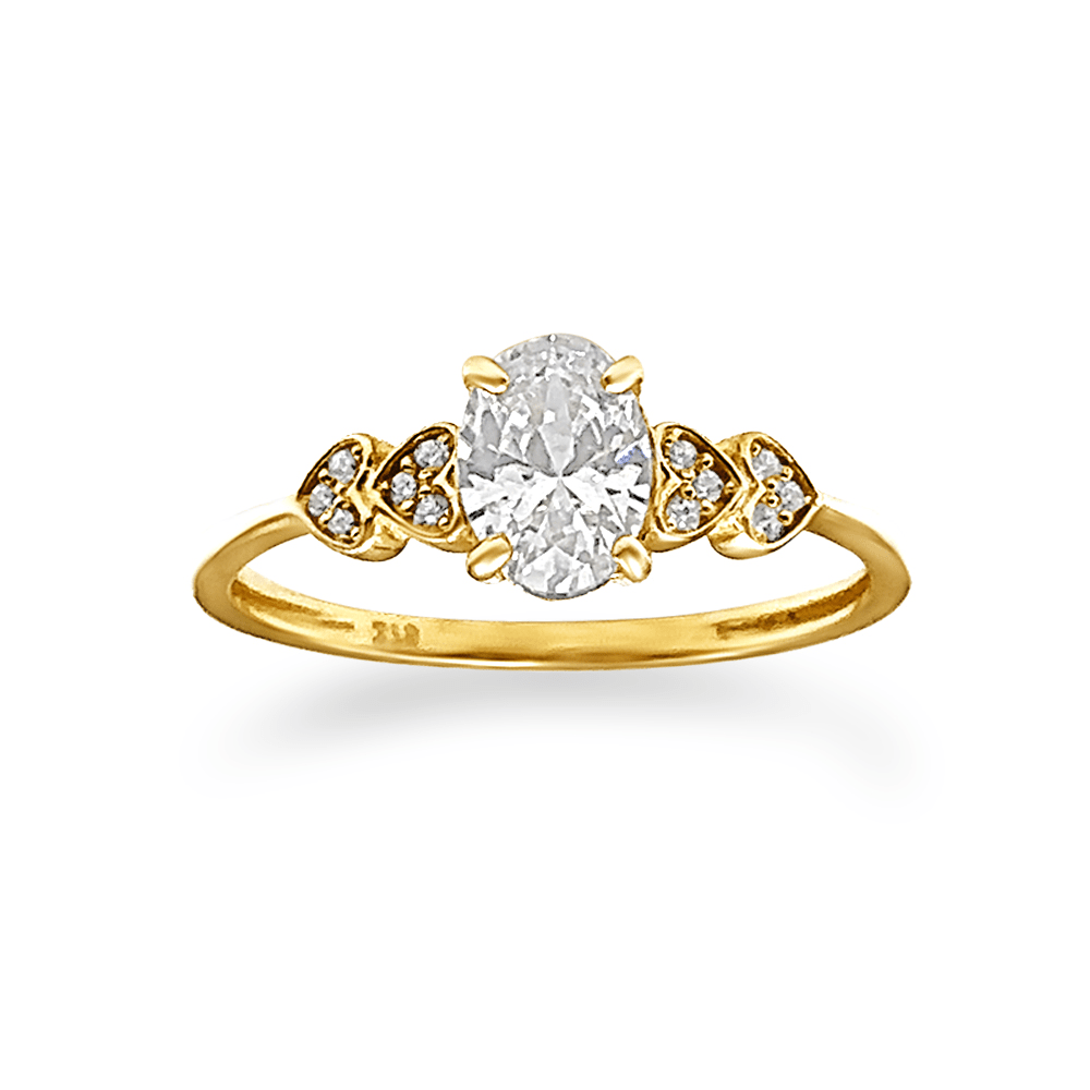 Oval and Hearts Ring with Cubic Zirconia in 9ct Yellow Gold Bevilles Jewellers 