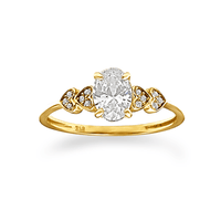 Oval and Hearts Ring with Cubic Zirconia in 9ct Yellow Gold Bevilles Jewellers 
