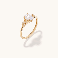 Cubic Zirconia Oval and Hearts Ring with in 9kt Yellow Gold Rings Bevilles 