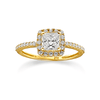 Square Set Surround Ring with Cubic Zirconia in 9ct Yellow Gold Bevilles Jewellers 