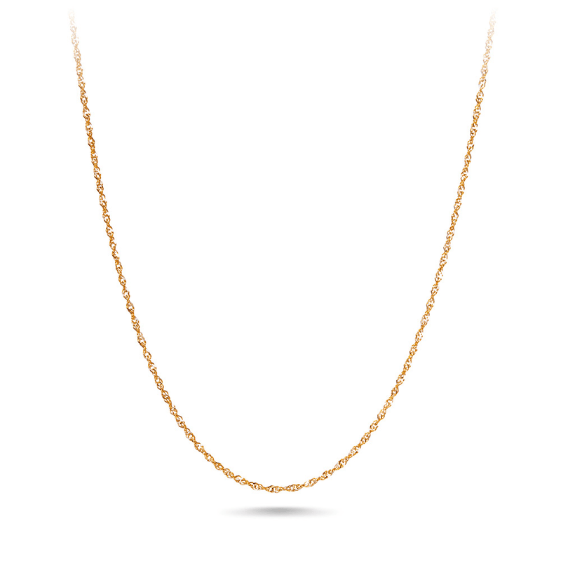 9ct Yellow Gold Singapore Two Tone Chain Necklace 45cm Bevilles Jewellers 