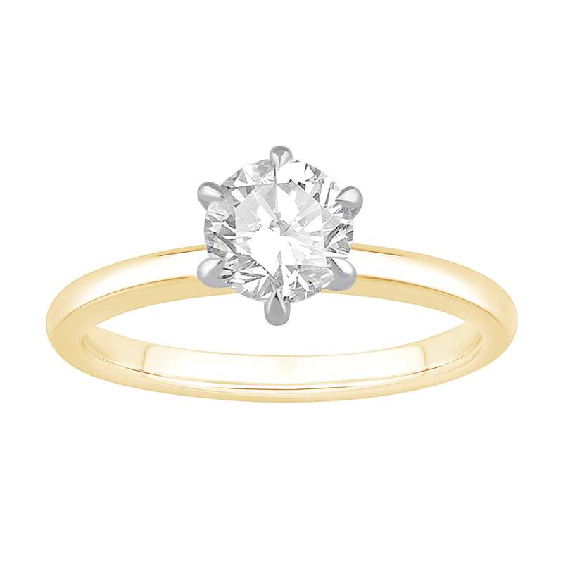 1.00ct Laboratory Grown Diamond Solitaire Ring in 18ct Yellow Gold and 18ct White Gold Bevilles Jewellers 