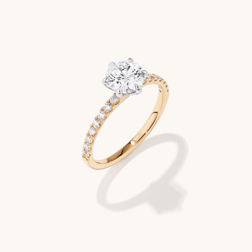 Solitaire Ring with 1.25tw of Laboratory-Grown Diamonds in 18kt Yellow and White Gold Rings Bevilles 