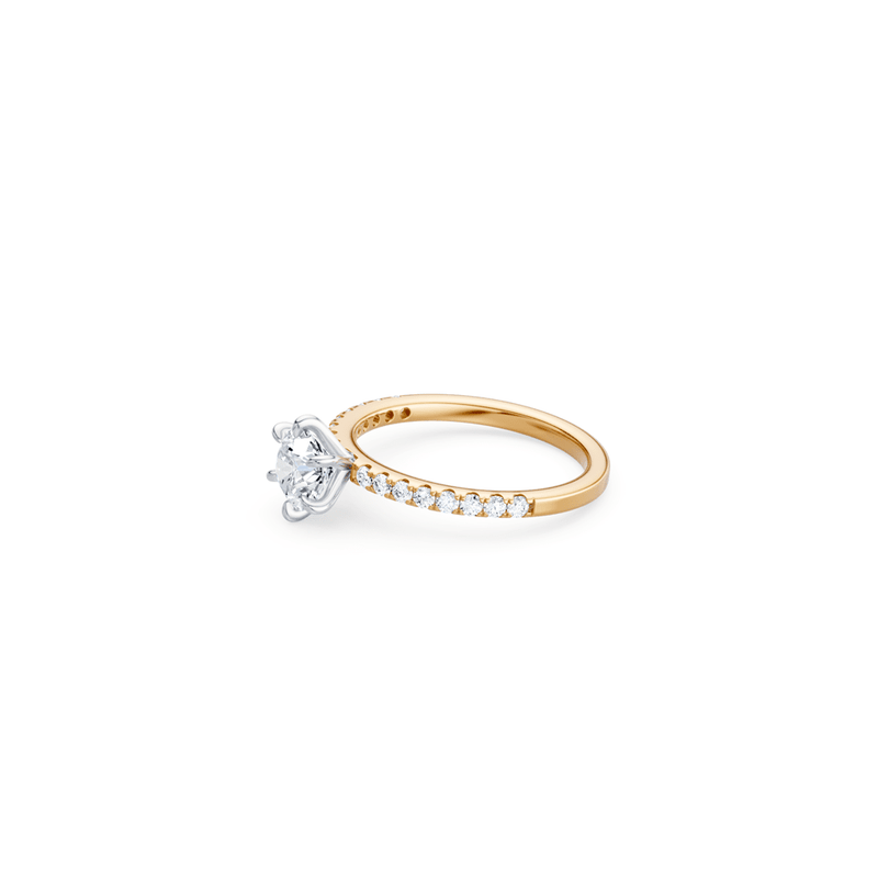 Round Brilliant Solitaire Shoulder Ring with 1.25tw of Laboratory-Grown Diamonds in 18kt Yellow and White Gold Rings Bevilles 