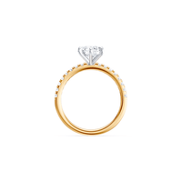 Round Brilliant Solitaire Shoulder Ring with 1.25tw of Laboratory-Grown Diamonds in 18kt Yellow and White Gold Rings Bevilles 