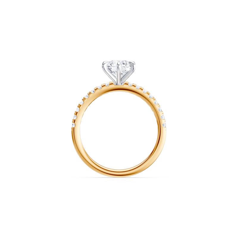 Round Brilliant Solitaire Shoulder Ring with 1.25tw of Laboratory-Grown Diamonds in 18kt Yellow and White Gold Rings Bevilles 